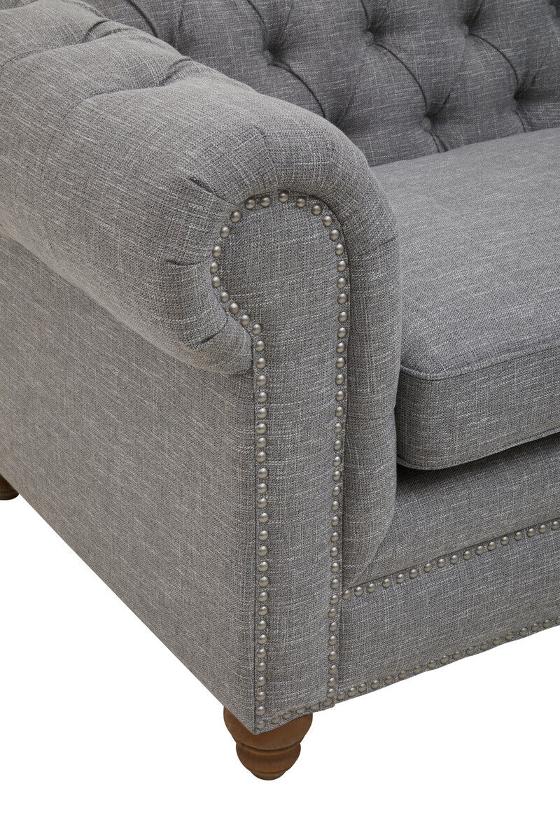 3 Seat Grey Linen Sofa, Stella