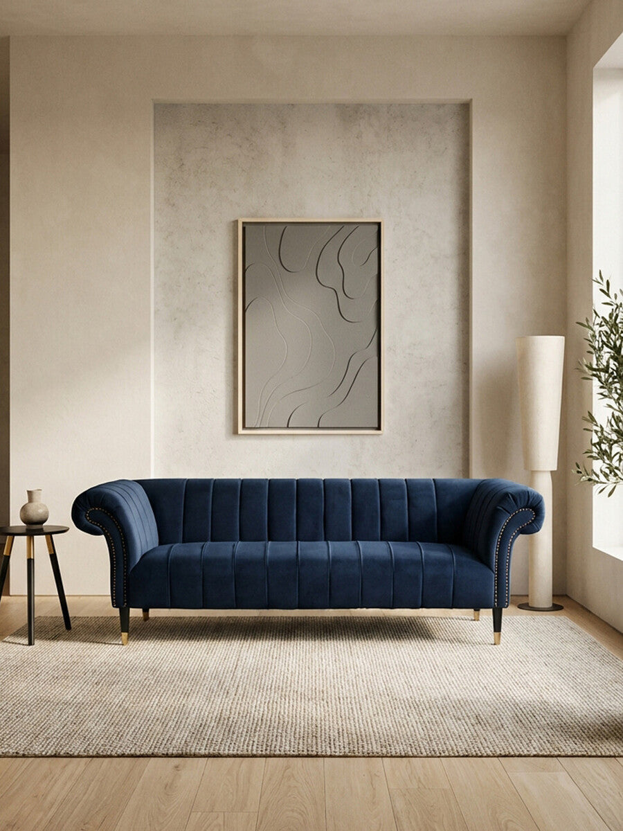 3 Seat Midnight Velvet Sofa, Siena