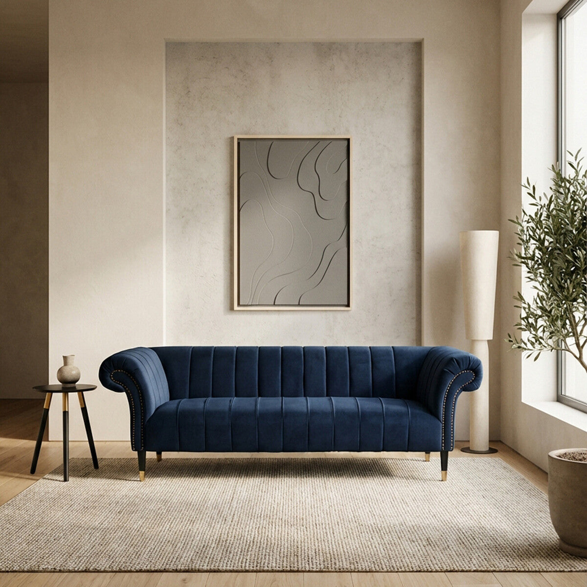 3 Seat Midnight Velvet Sofa, Siena