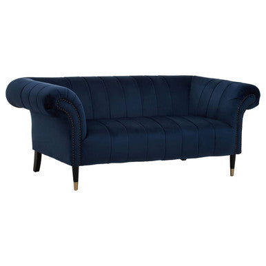 2 Seat Midnight Blue Velvet Sofa, Siena