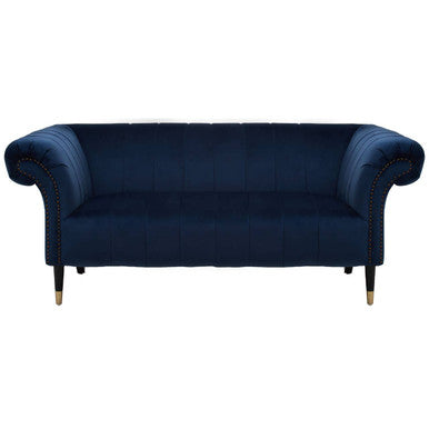 2 Seat Midnight Blue Velvet Sofa, Siena