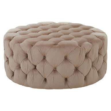 Suri Round Velvet Natural Contemporary Stool