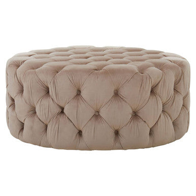 Suri Round Velvet Natural Contemporary Stool