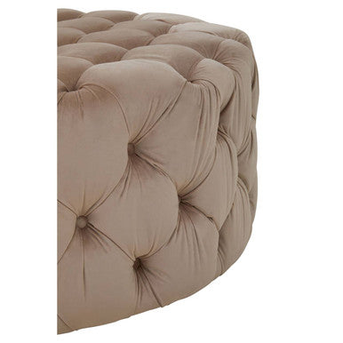Suri Round Velvet Natural Contemporary Stool