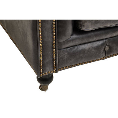 3 Seat Antique Black Chesterfield Leather Sofa, Hoxton