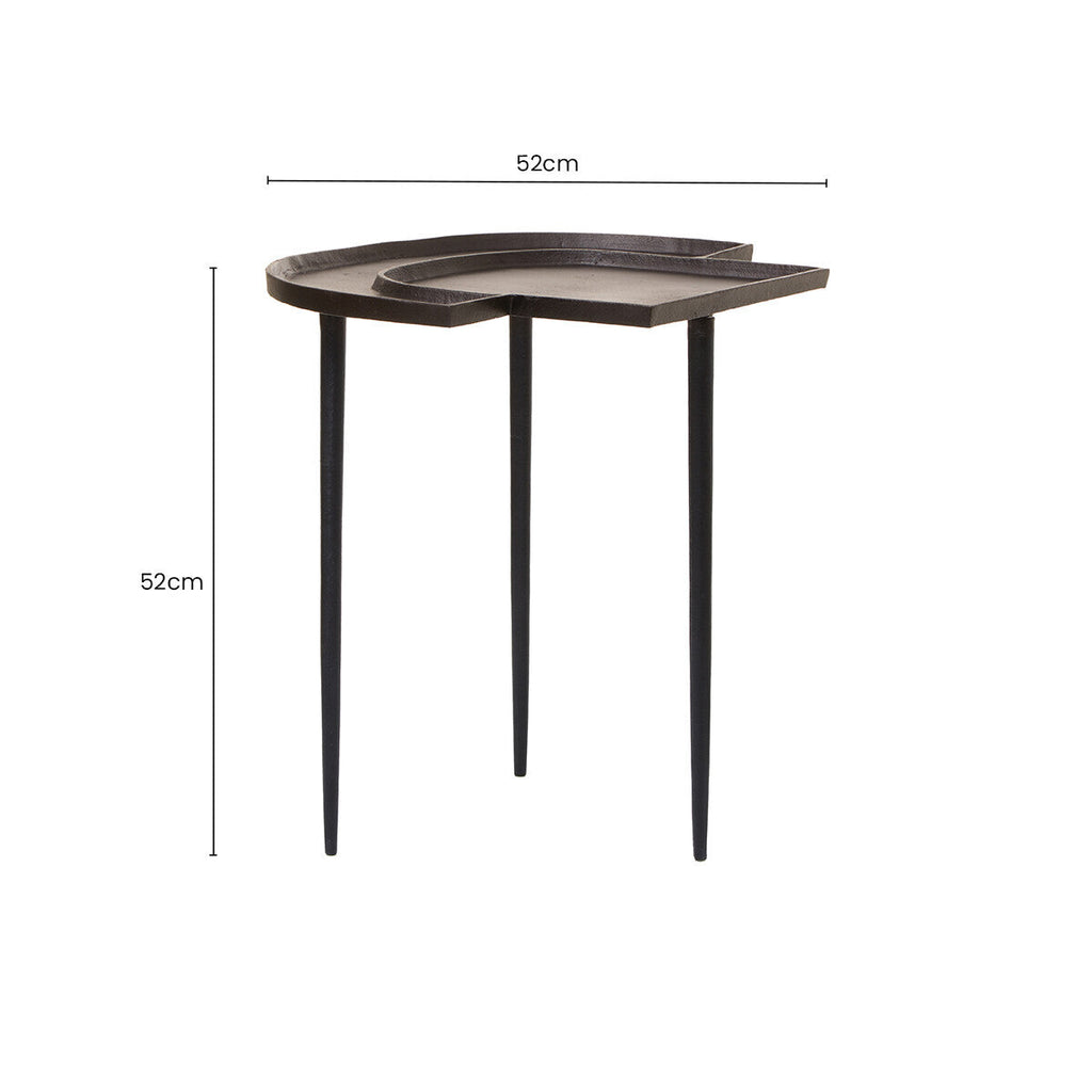 Brown Bronze Metal Top Abstract Side Table With Black Legs, Simbolo