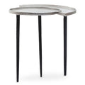 Silver Overlapping Tray Top Side Table With Black Metal Legs, Simbolo