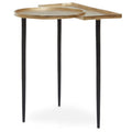 Gold Overlapping Tray Top Side Table With Black Metal Legs, Simbolo