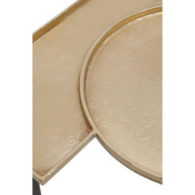 Gold Overlapping Tray Top Side Table With Black Metal Legs, Simbolo