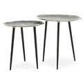 Set Of 2 Silver Oak Top Side Tables With Black Legs, Silva