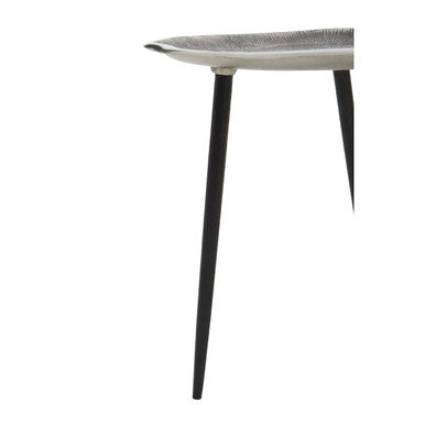 Set Of 2 Silver Oak Top Side Tables With Black Legs, Silva