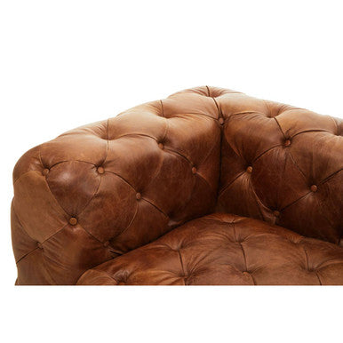 Brown Leather Left Arm Modern Chesterfield Sofa, Hoxton
