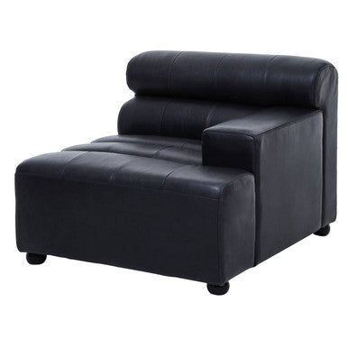 Right Arm Antique Black Leather Modular Sofa, King