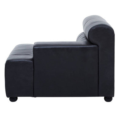 Right Arm Antique Black Leather Modular Sofa, King