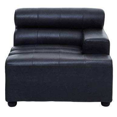 Right Arm Antique Black Leather Modular Sofa, King