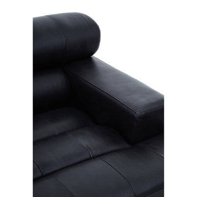 Right Arm Antique Black Leather Modular Sofa, King