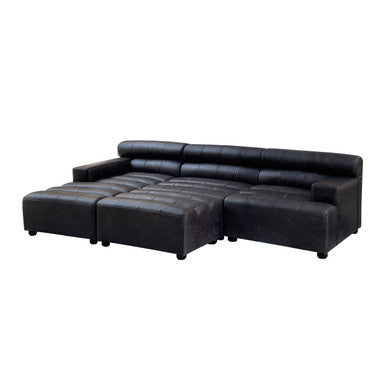 Antique Black Leather Modular Ottoman, King