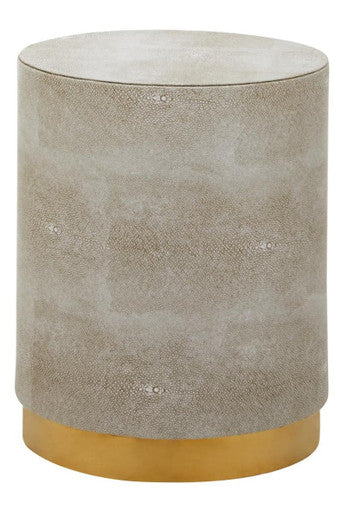 Cadio Shagreen Round Steel Natural Stool