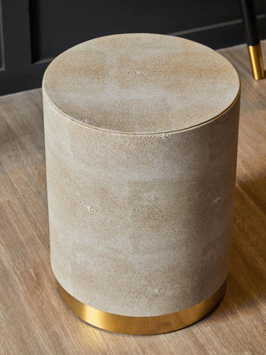 Cadio Shagreen Round Steel Natural Stool