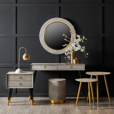 Cadio Shagreen Round Steel Natural Stool