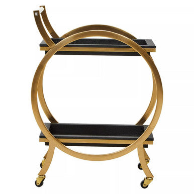 Cardoba Two Tier Black Shagreen Serving Trolley