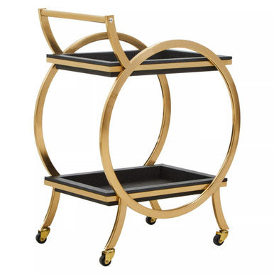 Cardoba Two Tier Black Shagreen Serving Trolley