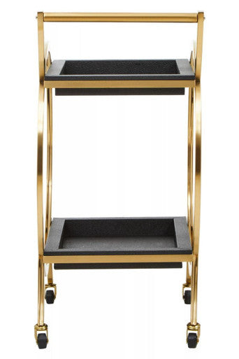 Cardoba Two Tier Black Shagreen Serving Trolley
