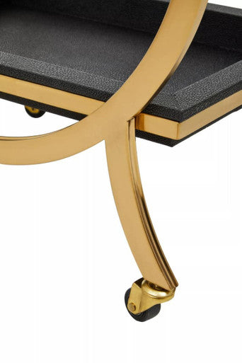 Cardoba Two Tier Black Shagreen Serving Trolley
