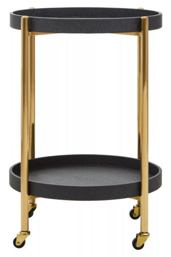 Cardoba Two Tier Black Shagreen Tray Table Trolley
