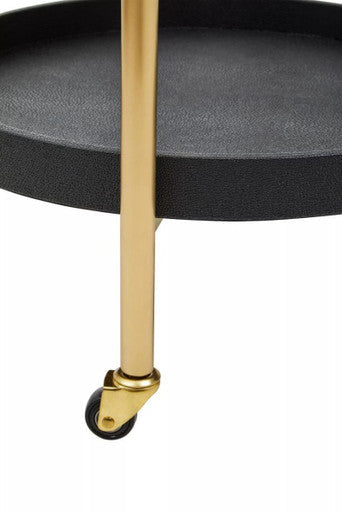 Cardoba Two Tier Black Shagreen Tray Table Trolley