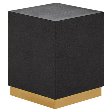 Black Shagreen Square Top Side Table & Stool With Gold Metal Base, Cardoba
