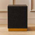 Black Shagreen Square Top Side Table & Stool With Gold Metal Base, Cardoba