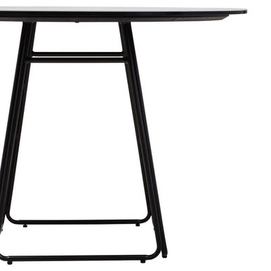 White Ceramic Marble Round Top Dining Table With Black Metal Base, Imperia
