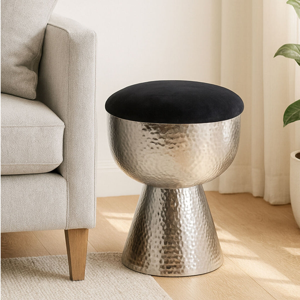 Jaipur Velvet Black Industrial Stool
