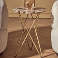 Agate Top Side Table With Gold Trim & Hairpin Metal Legs, Jaipur
