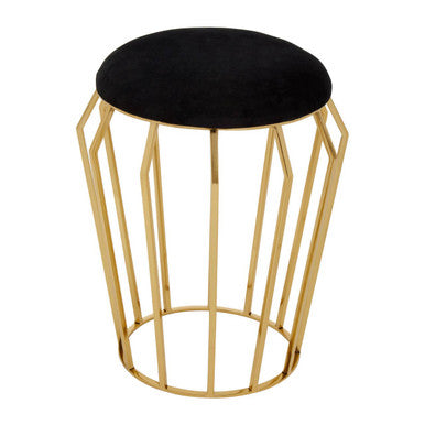 Jaipur Black Velvet & Gold Stool