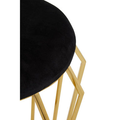 Jaipur Black Velvet & Gold Stool