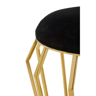 Jaipur Black Velvet & Gold Stool