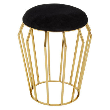 Jaipur Black Velvet & Gold Stool