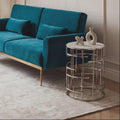 White Round Marble Top Side Table With Silver Open Frame Metal Base, Jaipur