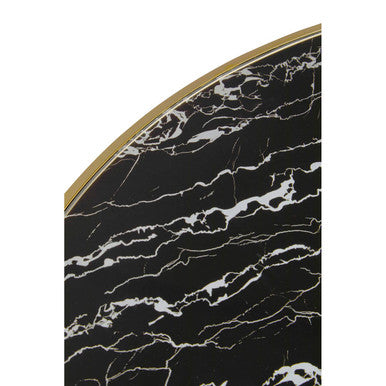 Black Marble Glass Top Coffee Table With Gold Base, Oria