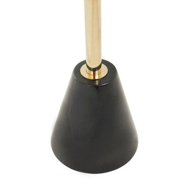 Black Glass Top Side Table With Gold Metal Column & Black Marble Base, Oria