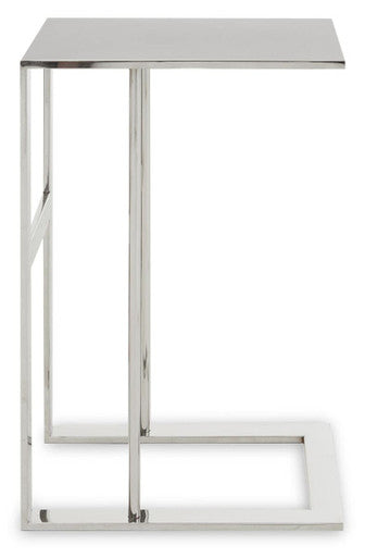 Silver Metal C Shaped Side Table With Sparkling Top, Oria