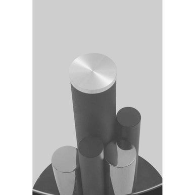 Clear Glass Top Side Table With Black & Silver Five Column Base, Oria