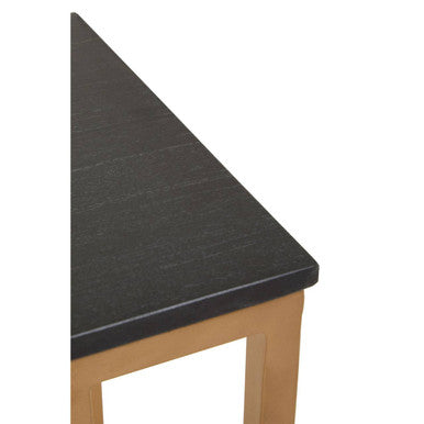 Black Marble Top Side Table With Gold Metal Frame, Varana