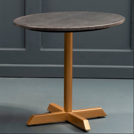 Black Round Marble Top Side Table With Matte Gold Metal Cross Base, Varana