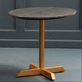 Black Round Marble Top Side Table With Matte Gold Metal Cross Base, Varana