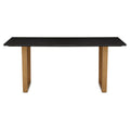 Black Marble Rectangular Dining Table With Geometric Gold Steel Base, Varana