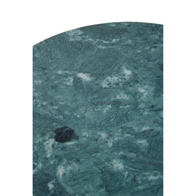 Green Marble Round Top Side Table With Sleek Cage Style Gold Metal Frame, Mandoli
