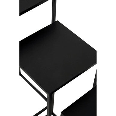 Nest Of 3 Black Side Tables With Metal Base & Black Tops, Mandoli